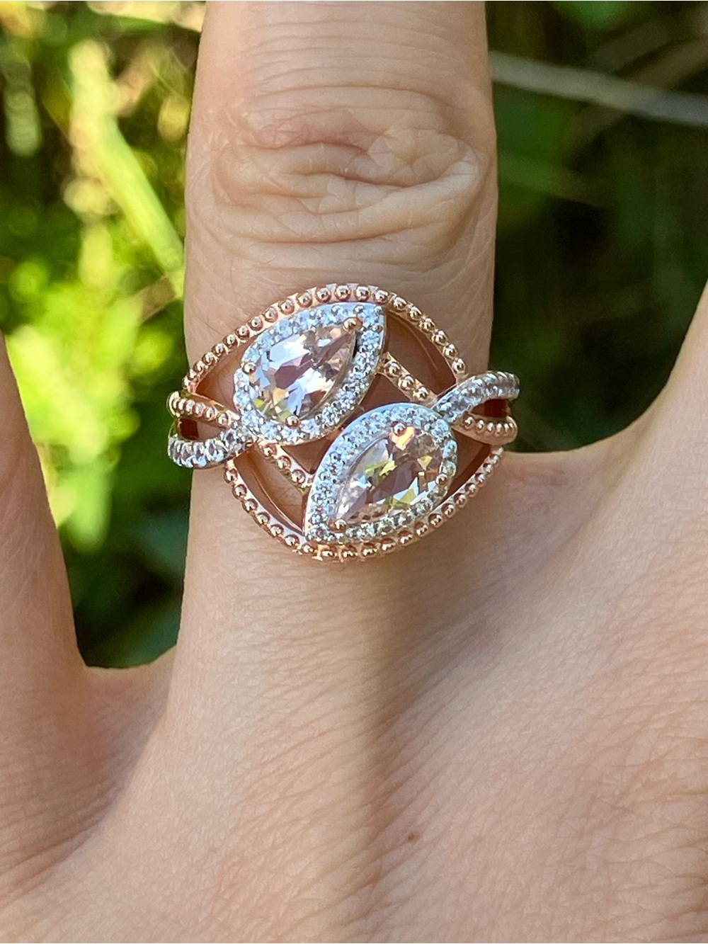 Genuine Morganite Ring Size 6